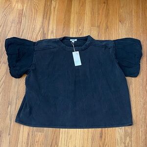 NWT Blue Velvet Mineral Wash Cotton Puff Sleeve Tee
